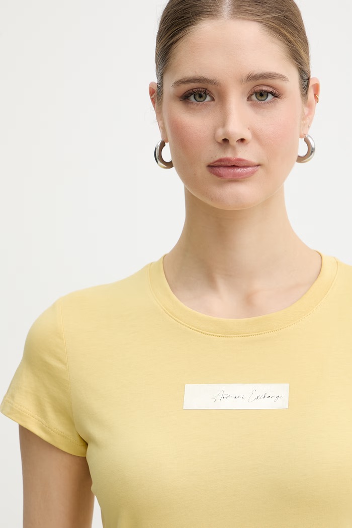 Armani Exchange tricou din bumbac galben XW002327.AF10358