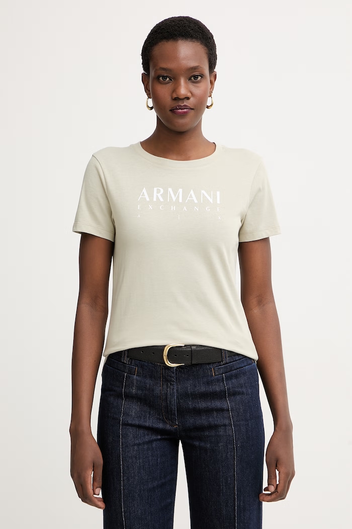 Armani Exchange tricou pentru femei, din bumbac verde XW002345.AF10356