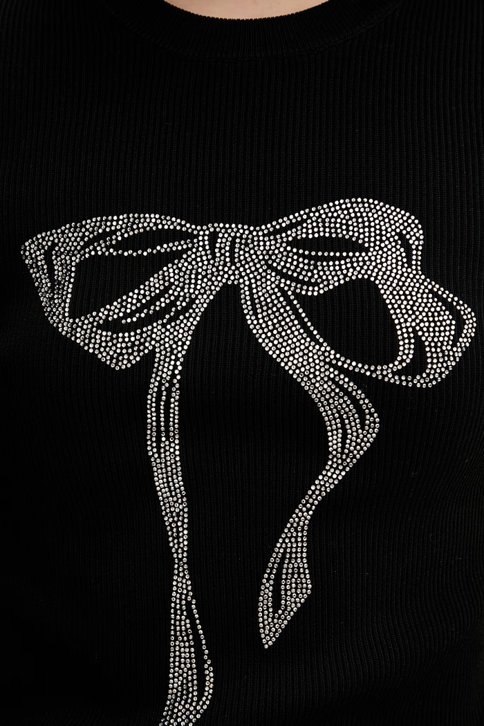 Miss Sixty t-shirt γυναικείο με πρόσμιξη μεταξιού 6M1RJ12600 μαύρο