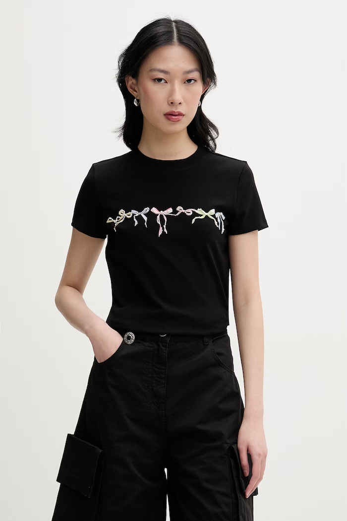 Miss Sixty női t-shirt pamut elasztánnal fekete 6M1SJ04000