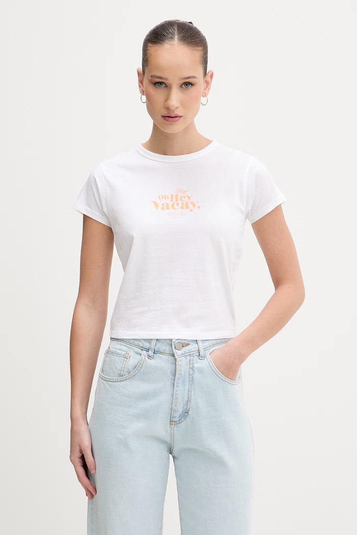 T-shirt HUGO Blue γυναικείο βαμβακερό Dichroma_B λευκό 50560769