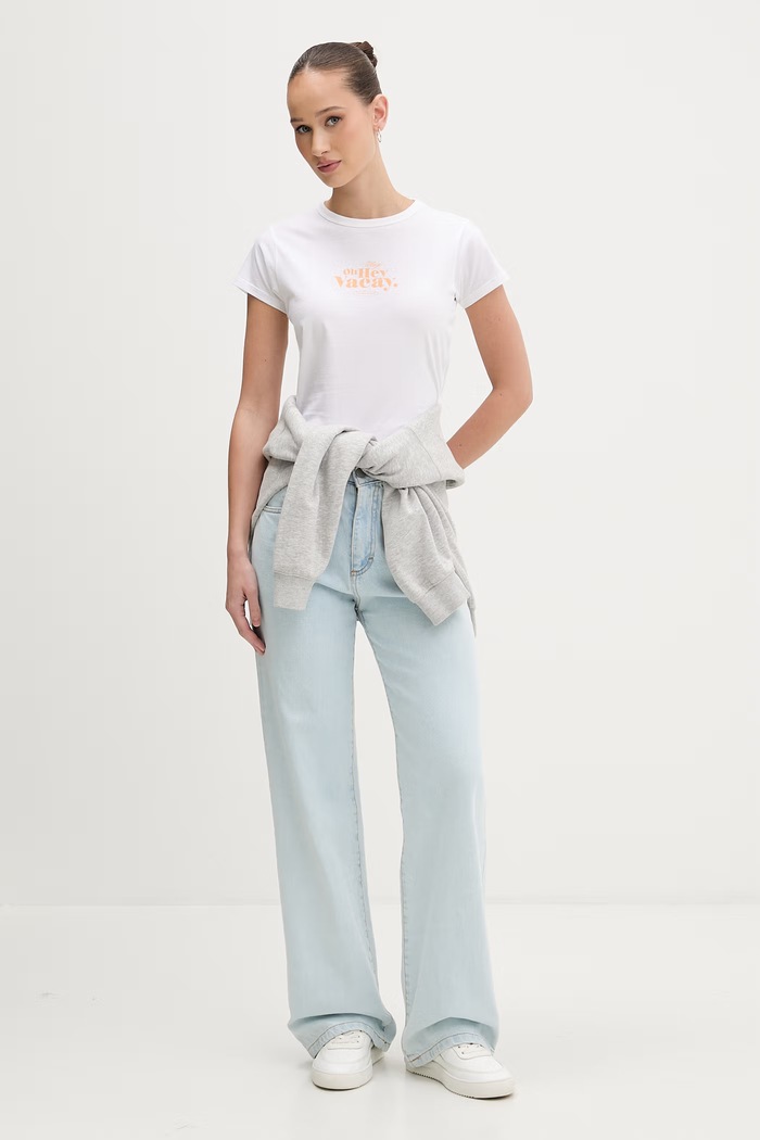 T-shirt HUGO Blue γυναικείο βαμβακερό Dichroma_B 50560769 λευκό SS26