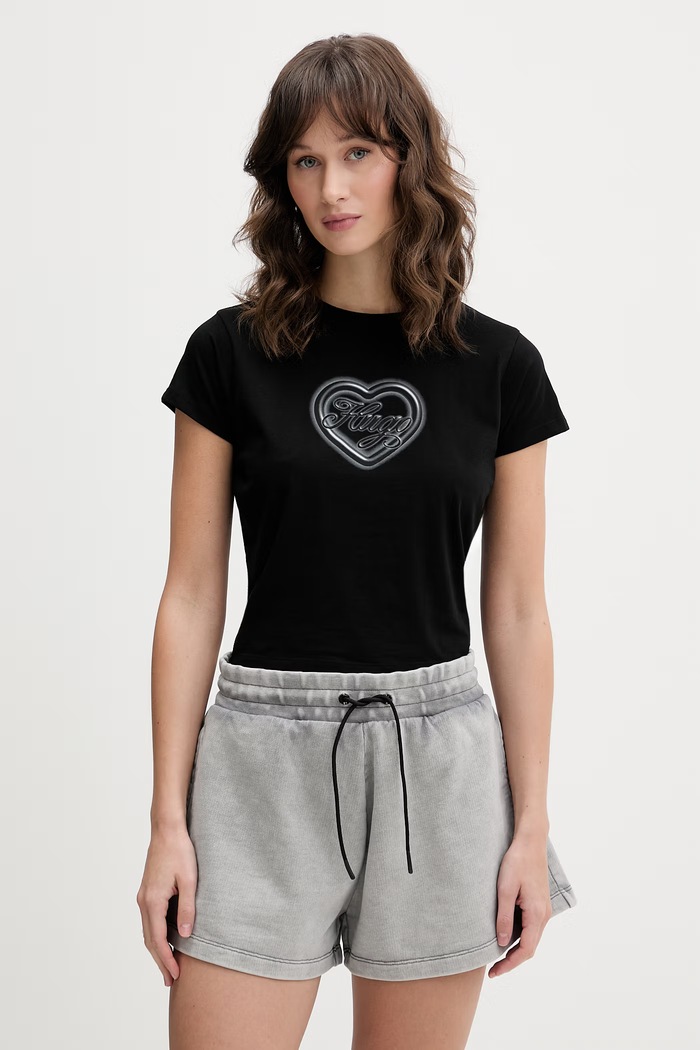 T-shirt HUGO Blue γυναικείο βαμβακερό Dichroma_B μαύρο 50560769