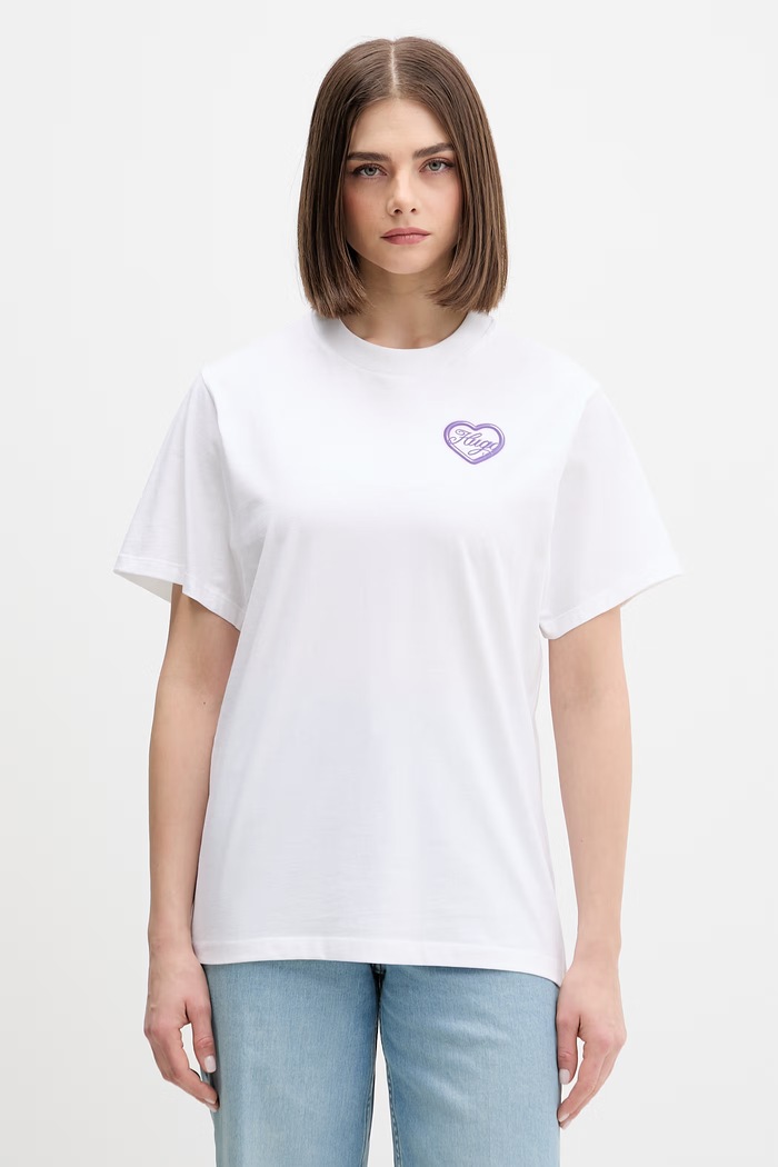 HUGO Blue tričko dámske bavlnené Vintage Tee_B_8 biela 50560770