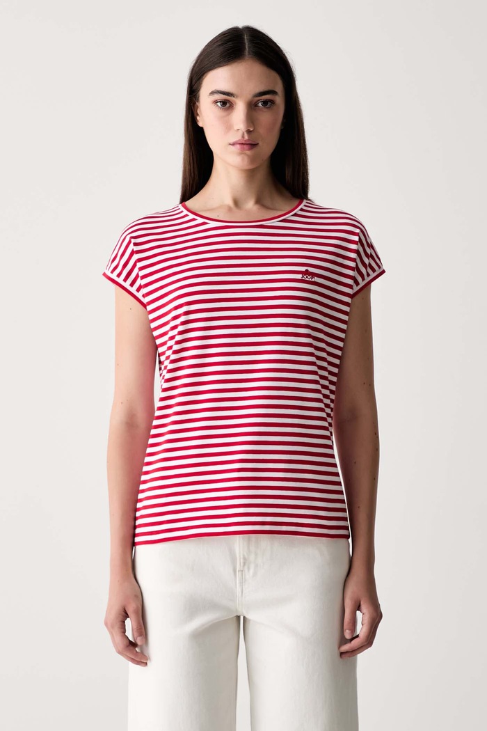 Joop! T-shirt damski bawełniany z elastanem czerwony 30102430