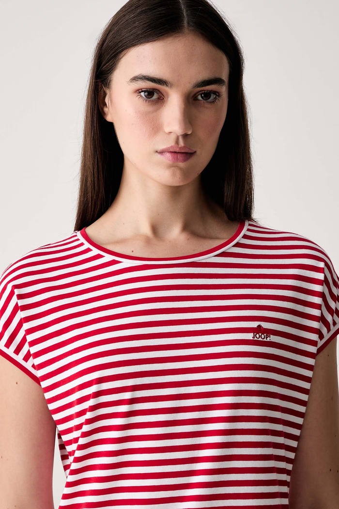 Joop! T-shirt damski bawełniany z elastanem czerwony 30102430