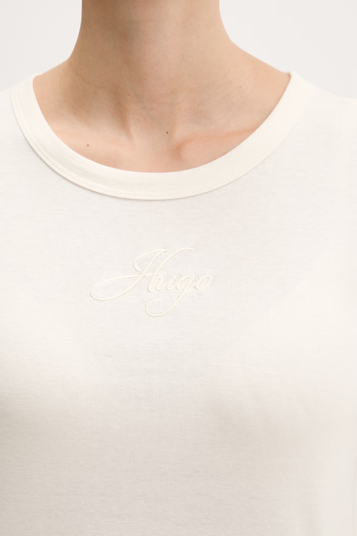 HUGO crop top γυναικείο 50568725 μπεζ