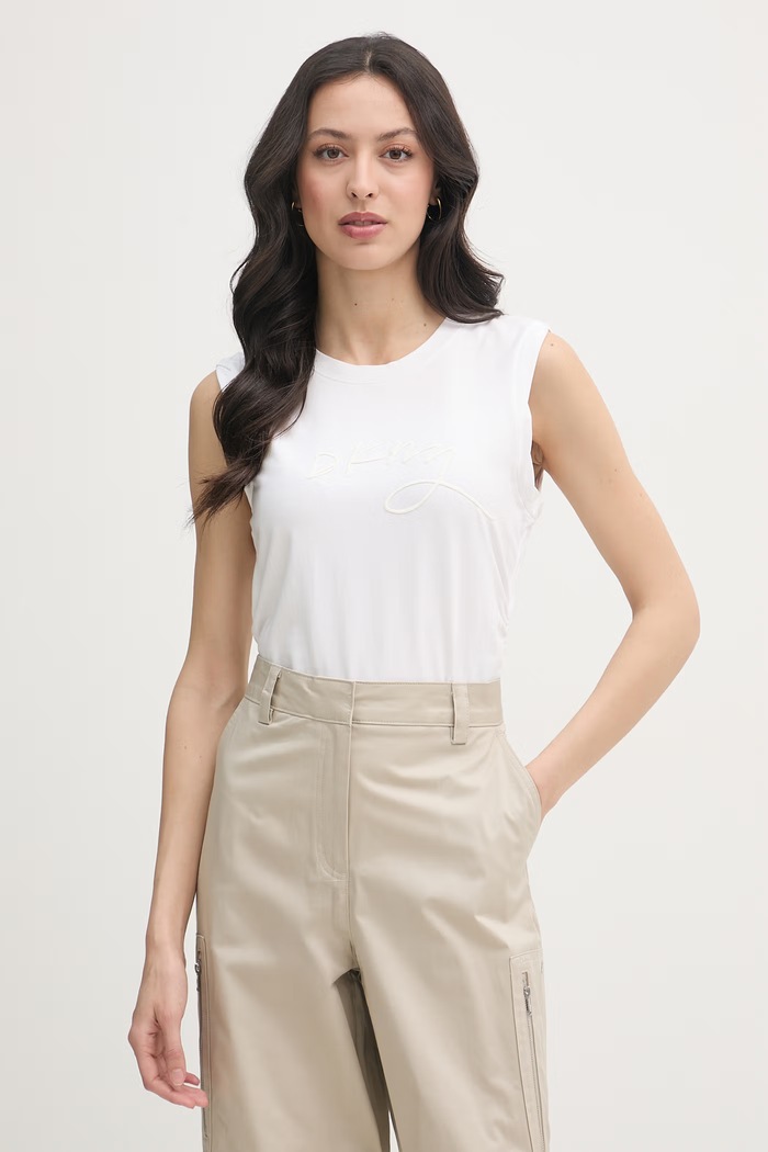 DKNY top dámsky s bavlnou biela P6BH0ENY