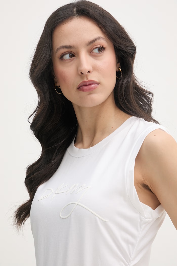 DKNY top dámsky s bavlnou biela P6BH0ENY