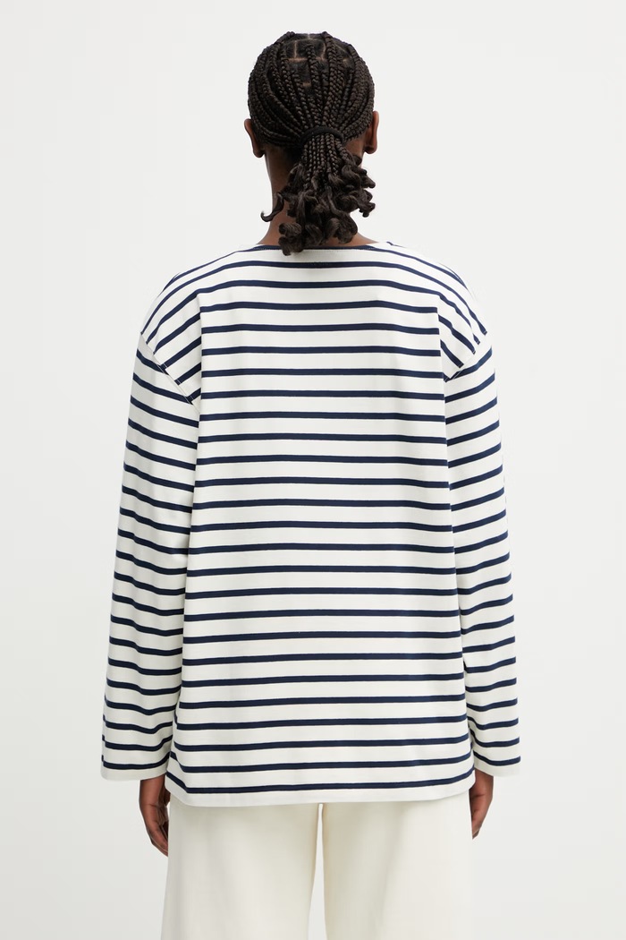 Odzież Anine Bing longsleeve damski bawełniany NEWTON TEE ANINE BING - NAVY STRIPE A.08.11995.STR15 granatowy