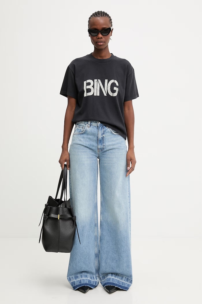 Anine Bing WAGNER TEE STENCIL - VINTAGE BLACK t-shirt cotton Women's A.08.12382.VTG3 black