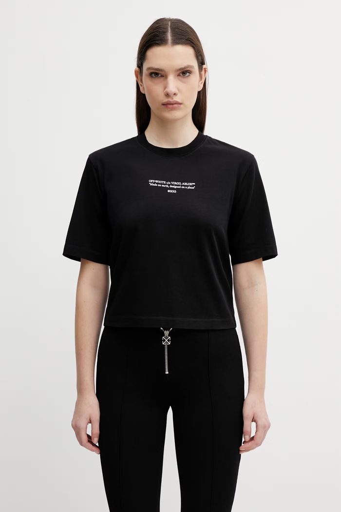 Off-White tricou din bumbac Statement Boxy print negru 2AA124S26JER006