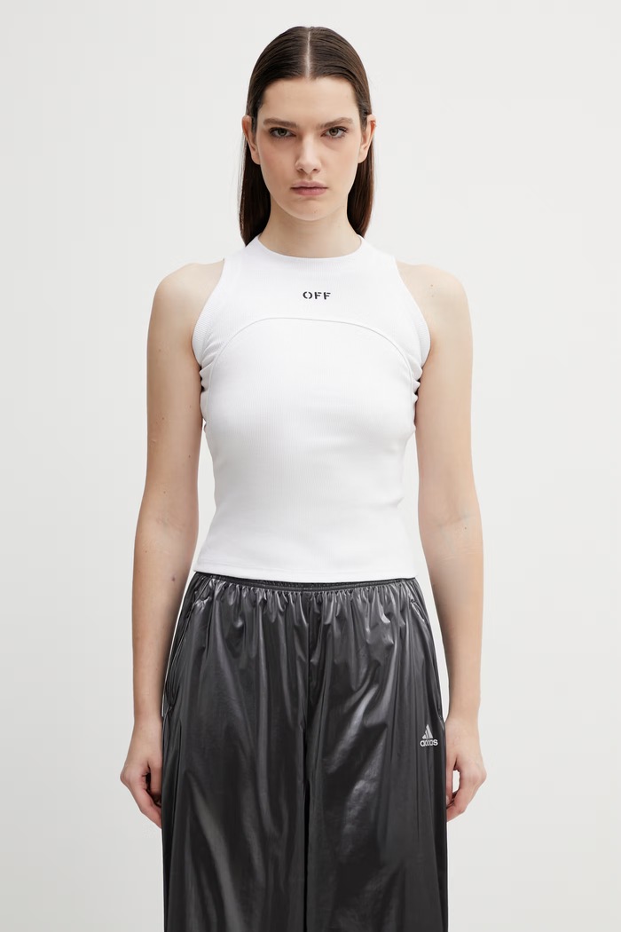 Off-White top Off Stamp rotund alb 2AD236C99JER001