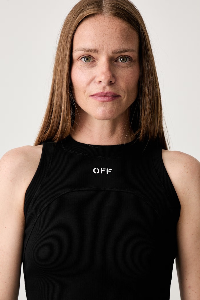 Off-White Off Stamp top din bumbac cu elastan pentru femei negru 2AD236C99JER001