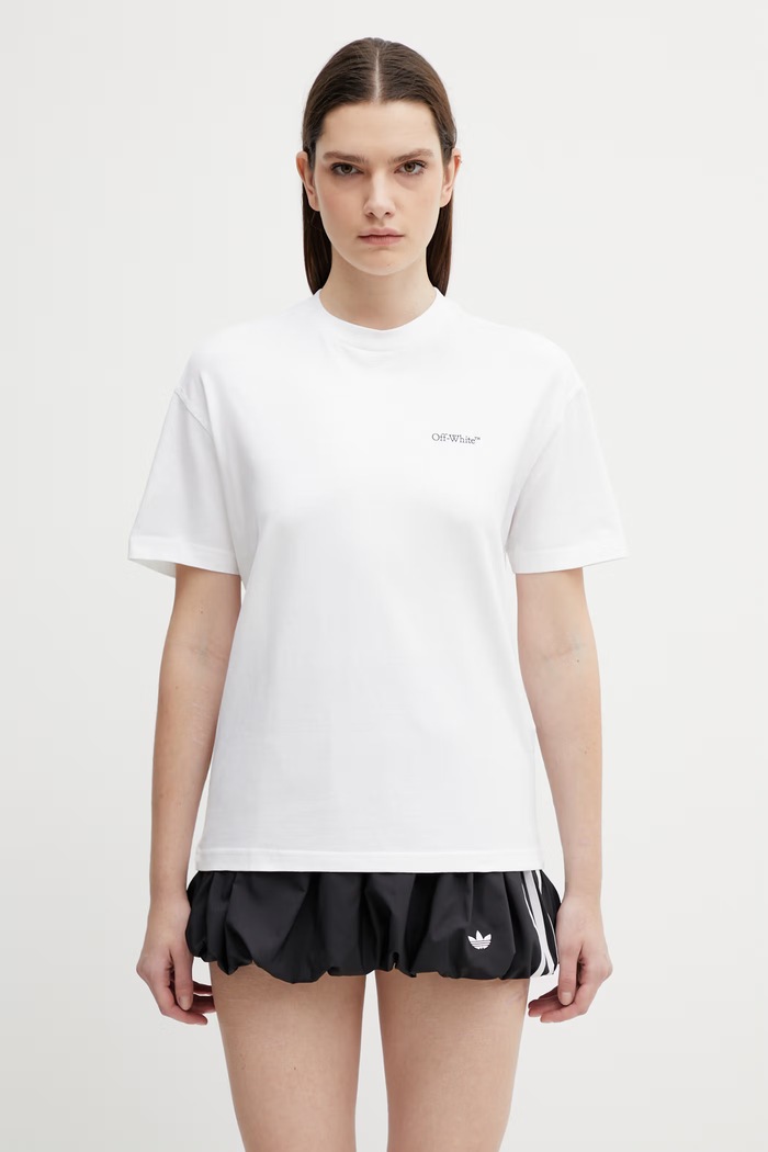 Odzież Off-White t-shirt bawełniany Arrow Glowing Flower 2AA089S26JER002 biały