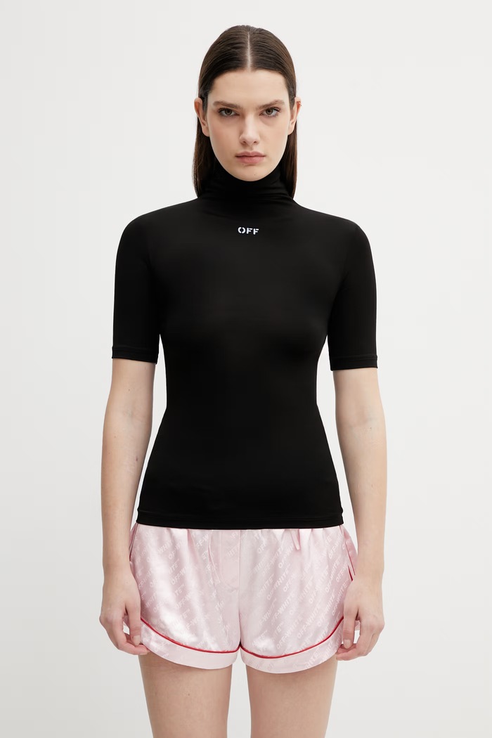 Off-White bluză Off Stamp casual negru 2AD137C99JER003