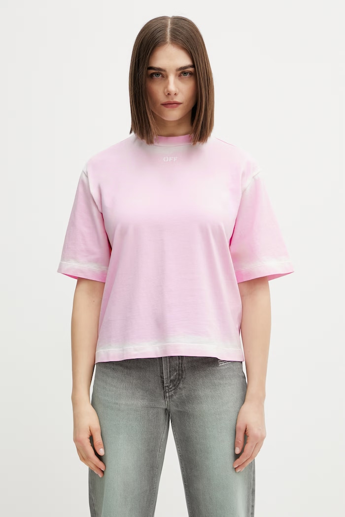 Off-White Spray Off Stamp t-shirt bawełniany damski różowy 2AA124S26JER007