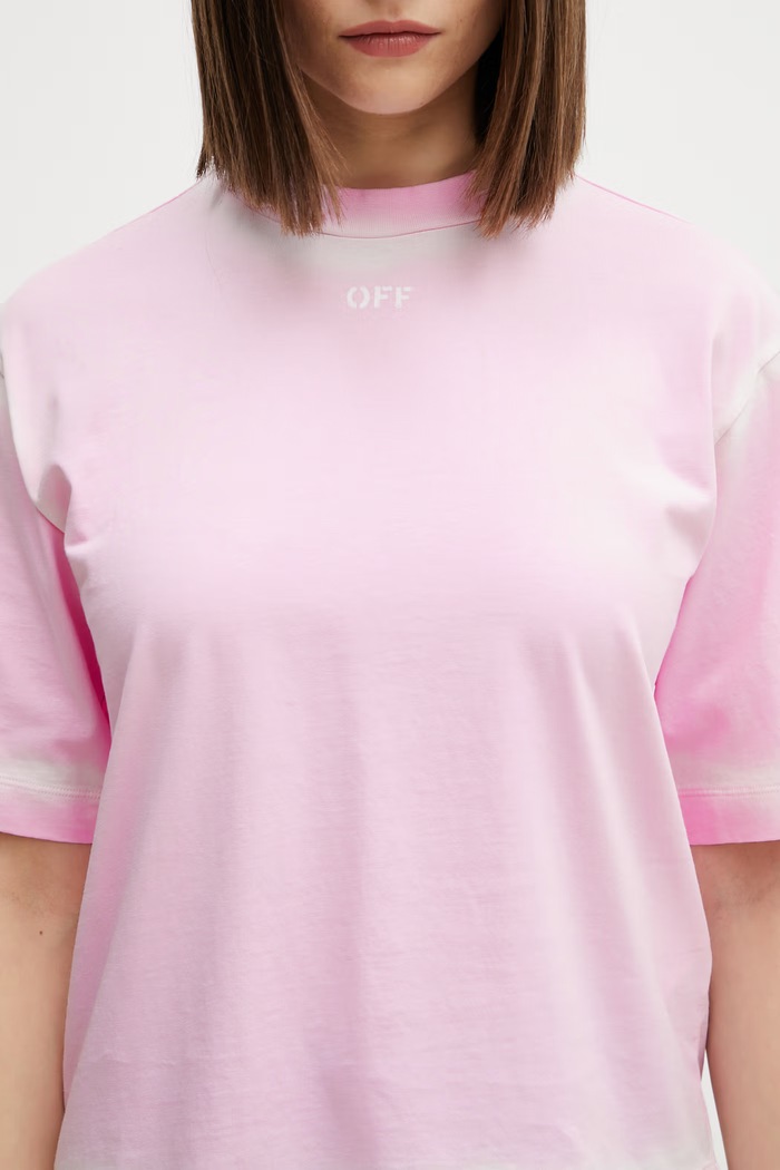 Off-White Spray Off Stamp t-shirt bawełniany damski różowy 2AA124S26JER007