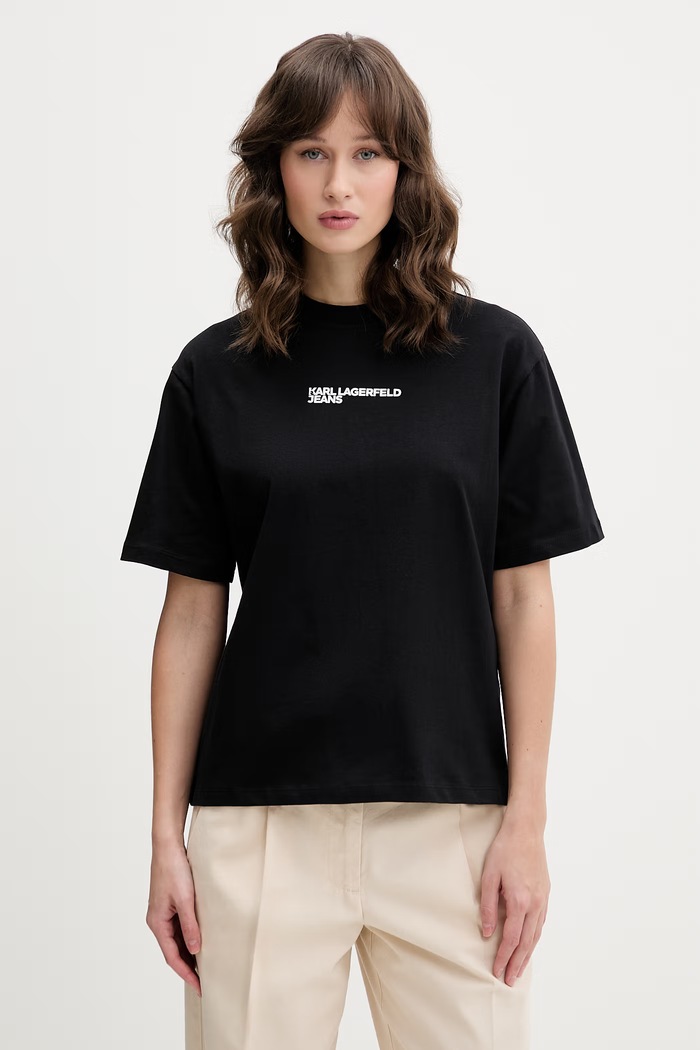 Oblečenie Karl Lagerfeld Jeans tričko dámske bavlnené B2W17069 čierna
