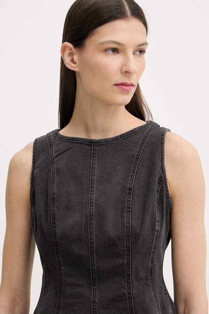 Levi's blúzka dámska rifľová PEPLUM SEAMED DENIM čierna 005EF