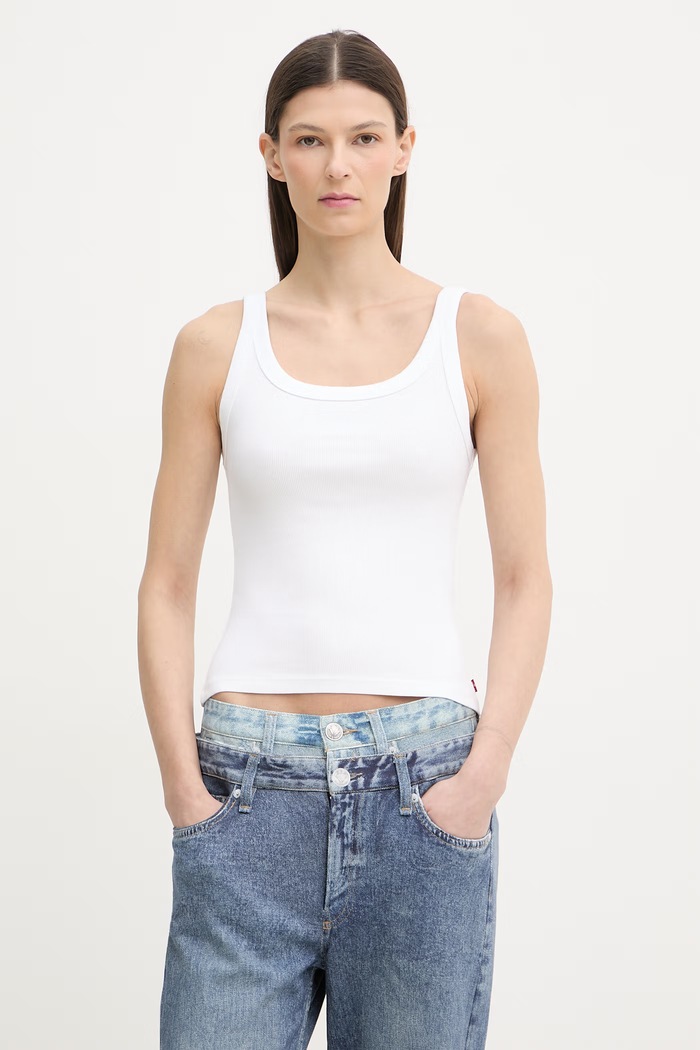 Levi's top damski ESSENTIAL RIBBED TANK biały 005IN
