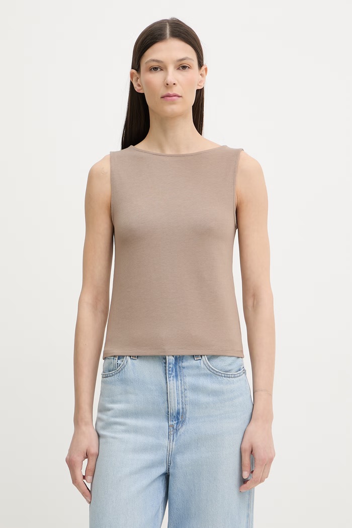 Levi's top dámsky s bavlnou SL BOATNECK hnedá 005IZ