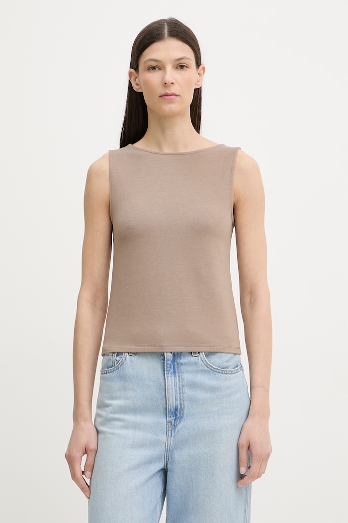 Levi's top dámsky s bavlnou SL BOATNECK hnedá 005IZ