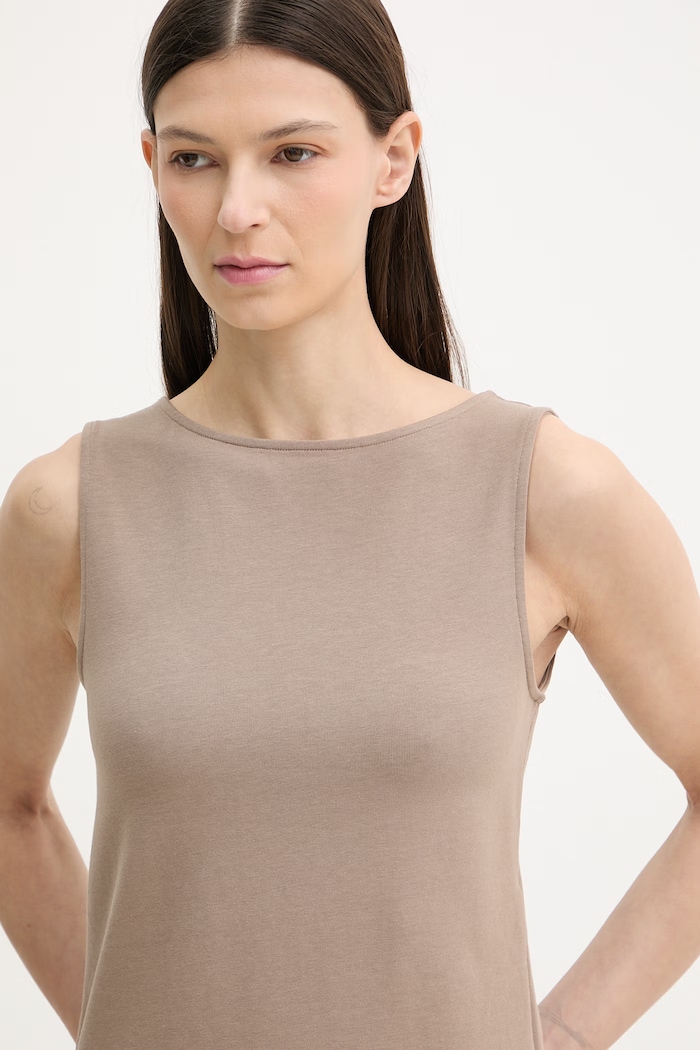 Levi's top dámsky s bavlnou SL BOATNECK hnedá 005IZ