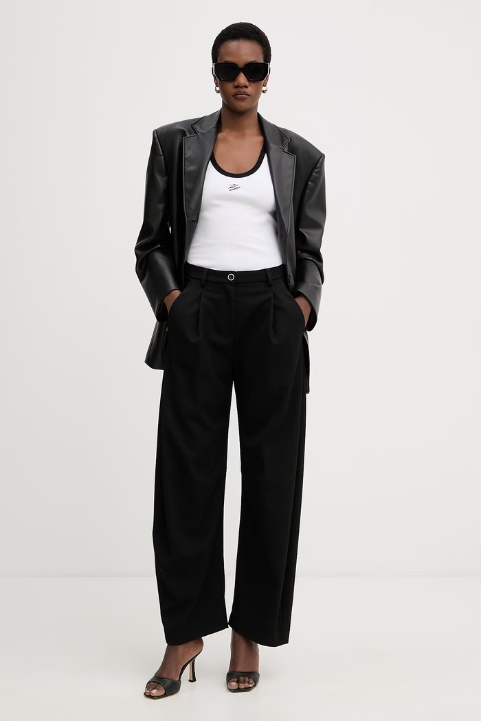 Karl Lagerfeld top pentru femei, din bumbac cu elastan B2W17003 alb SS26