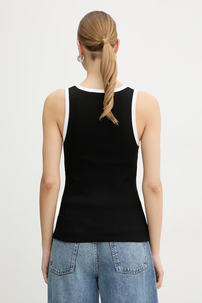 Îmbrăcăminte Karl Lagerfeld top pentru femei, din bumbac cu elastan B2W17003 negru