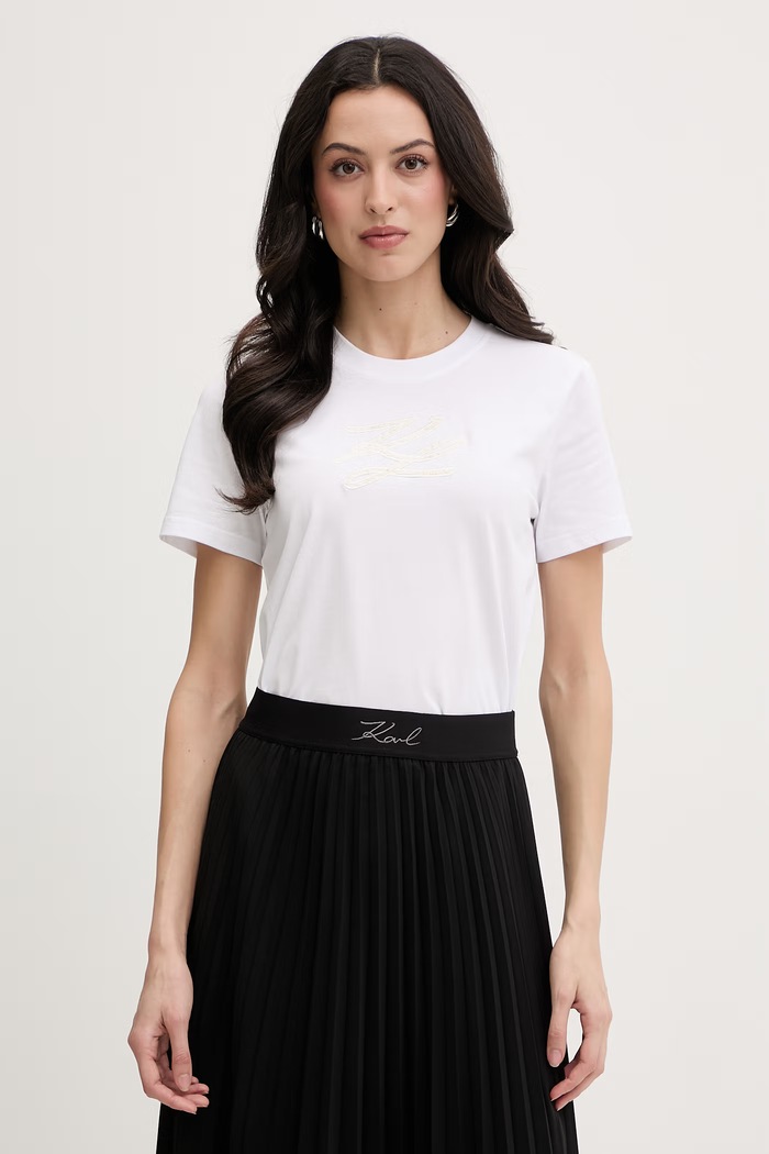 Karl Lagerfeld tricou pentru femei, din bumbac alb B2W17093