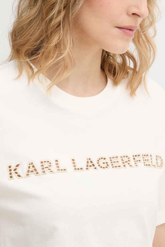 Dámske bavlnené tričko Karl Lagerfeld béžová B2W17016