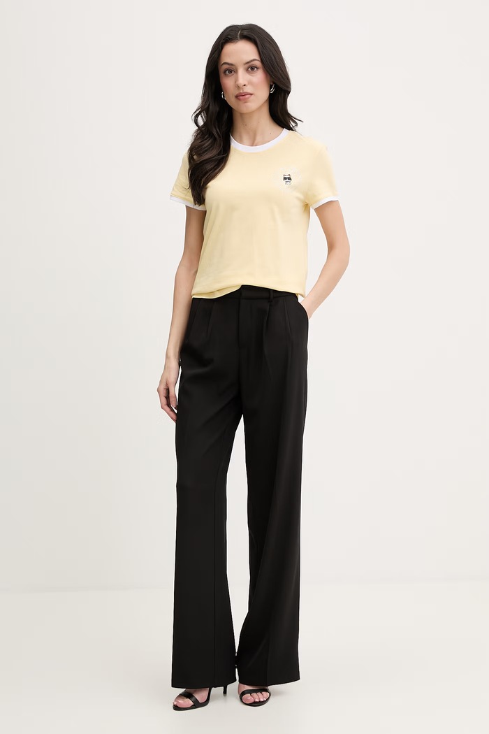 Karl Lagerfeld tricou pentru femei, din bumbac IKON B2W17026 galben SS26