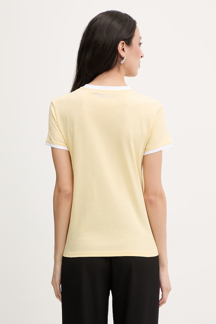 Îmbrăcăminte Karl Lagerfeld tricou pentru femei, din bumbac IKON B2W17026 galben