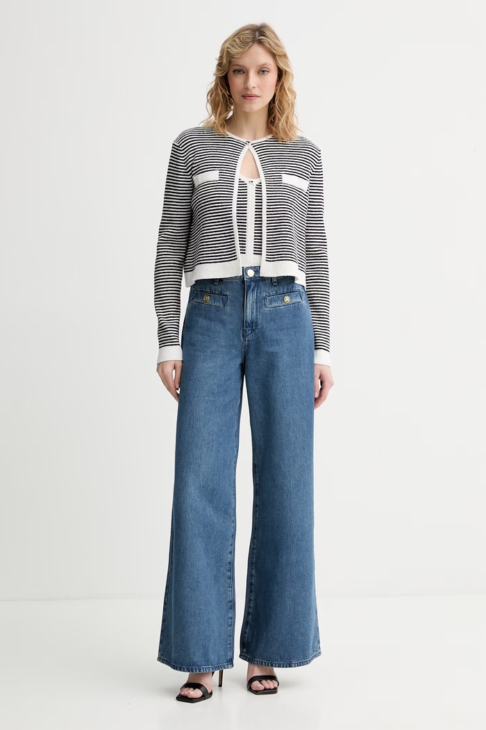 Dámsky top s bavlnou Karl Lagerfeld IKON B2W18016 čierna SS26