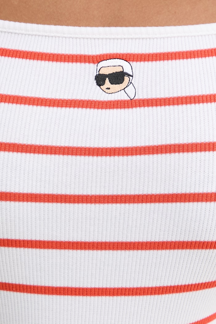 Karl Lagerfeld top damski bawełniany z elastanem IKON B2W17036 biały