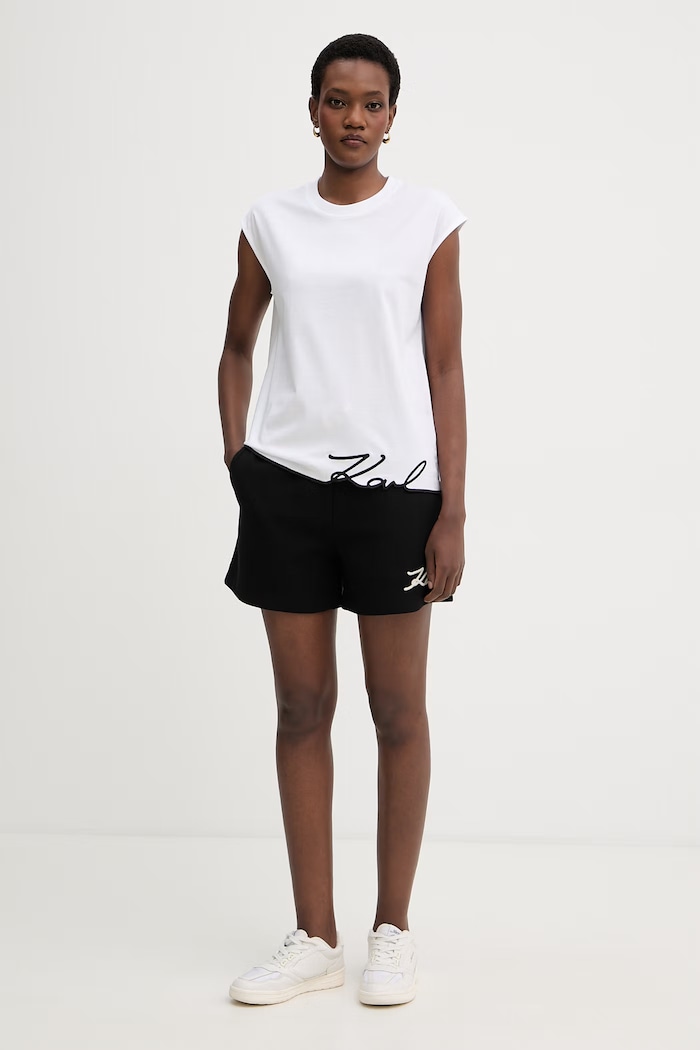 Karl Lagerfeld top damski bawełniany B2W17018 biały SS26