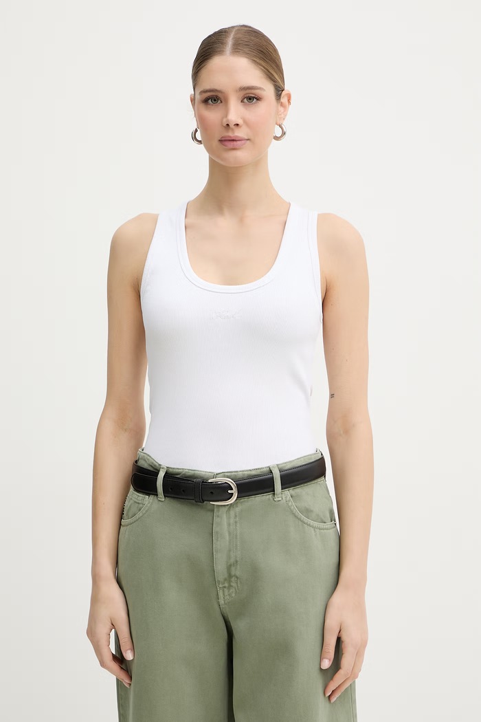 Karl Lagerfeld top pentru femei, din bumbac cu elastan alb B2W17092
