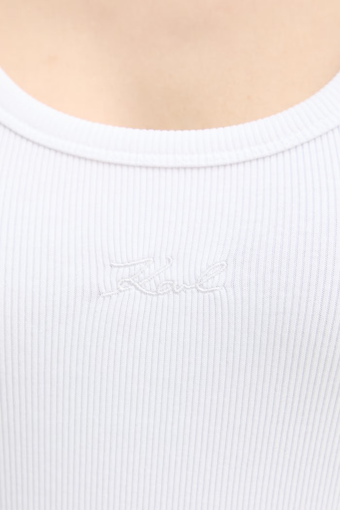 Karl Lagerfeld top pentru femei, din bumbac cu elastan B2W17092 alb