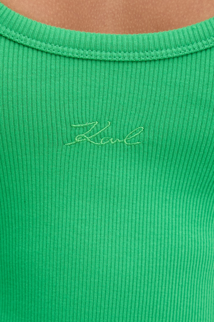 Karl Lagerfeld top damski bawełniany z elastanem B2W17092 zielony