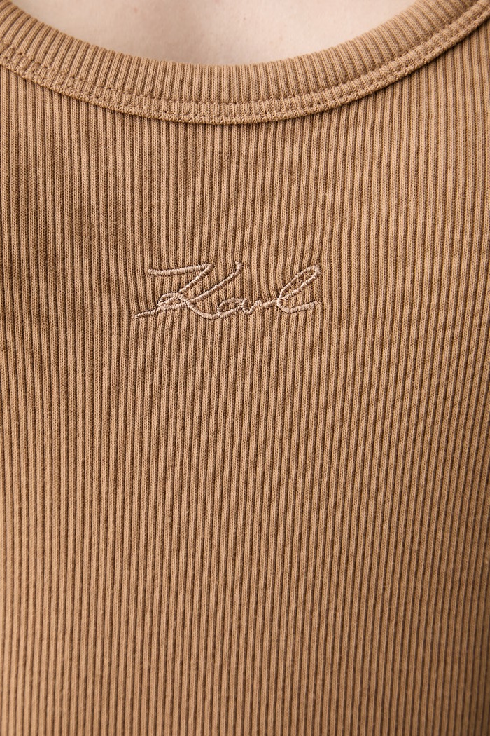 Karl Lagerfeld top damski bawełniany z elastanem B2W17092 beżowy