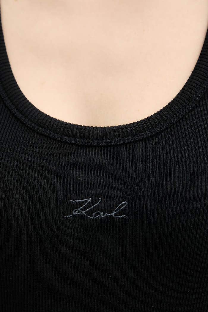 Karl Lagerfeld top pentru femei, din bumbac cu elastan B2W17092 negru