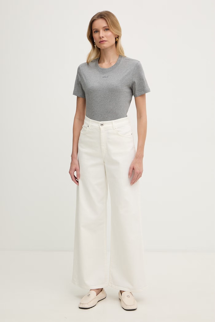 Karl Lagerfeld basic tričko dámske bavlnené B2W17094 sivá SS26