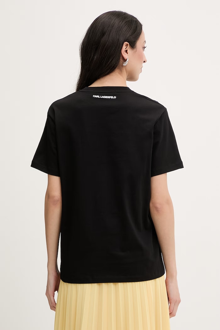 Îmbrăcăminte Karl Lagerfeld tricou pentru femei, din bumbac IKON B2W17081 negru
