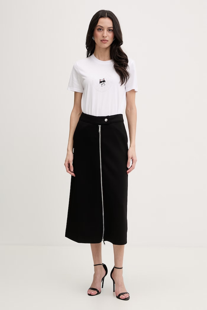 Karl Lagerfeld t-shirt damski bawełniany IKON B2W17025 biały SS26