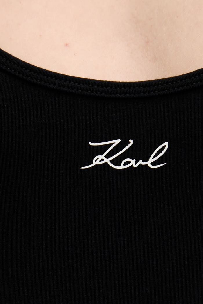 Karl Lagerfeld top ženski bombažni z elastanom paket 2 kosov B1W47021 črna