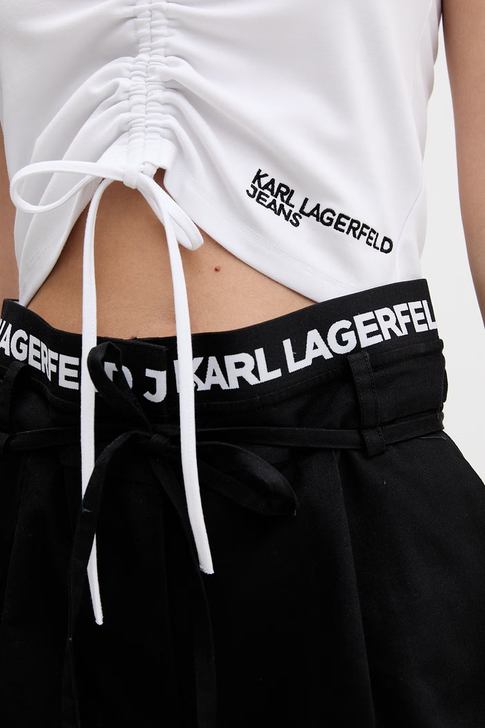 Karl Lagerfeld Jeans Crop Top da donna B2W17051 bianco