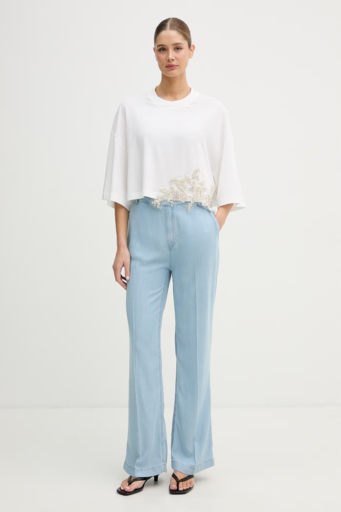 Dámske bavlnené tričko s elastanom Blugirl Blumarine RA6153.JS003 biela SS26