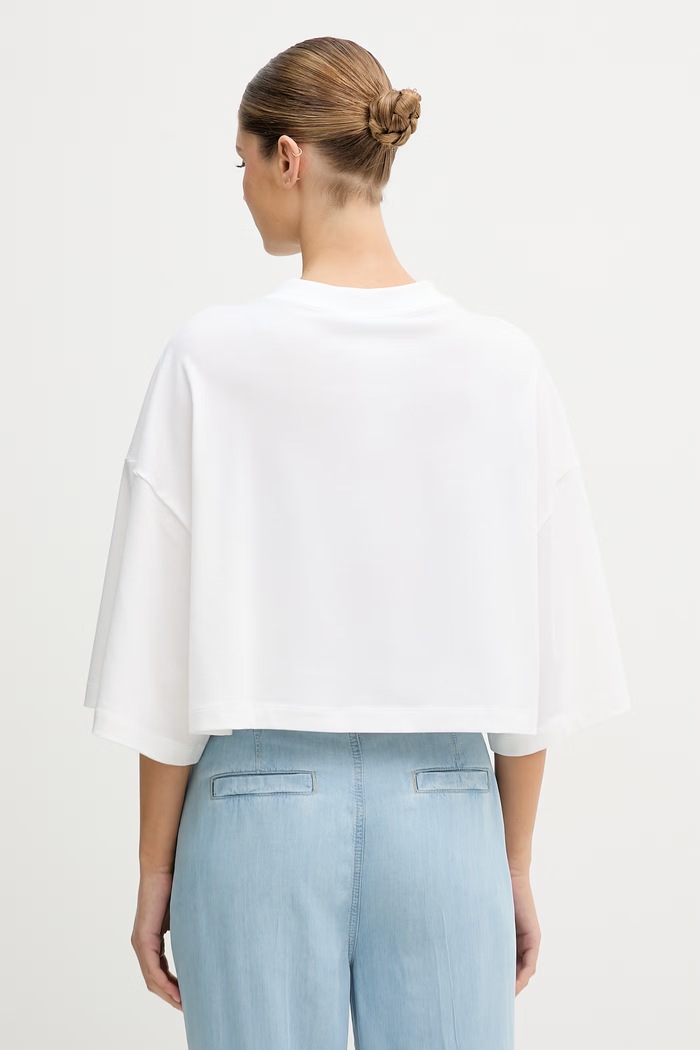 Oblečenie Dámske bavlnené tričko s elastanom Blugirl Blumarine RA6153.JS003 biela