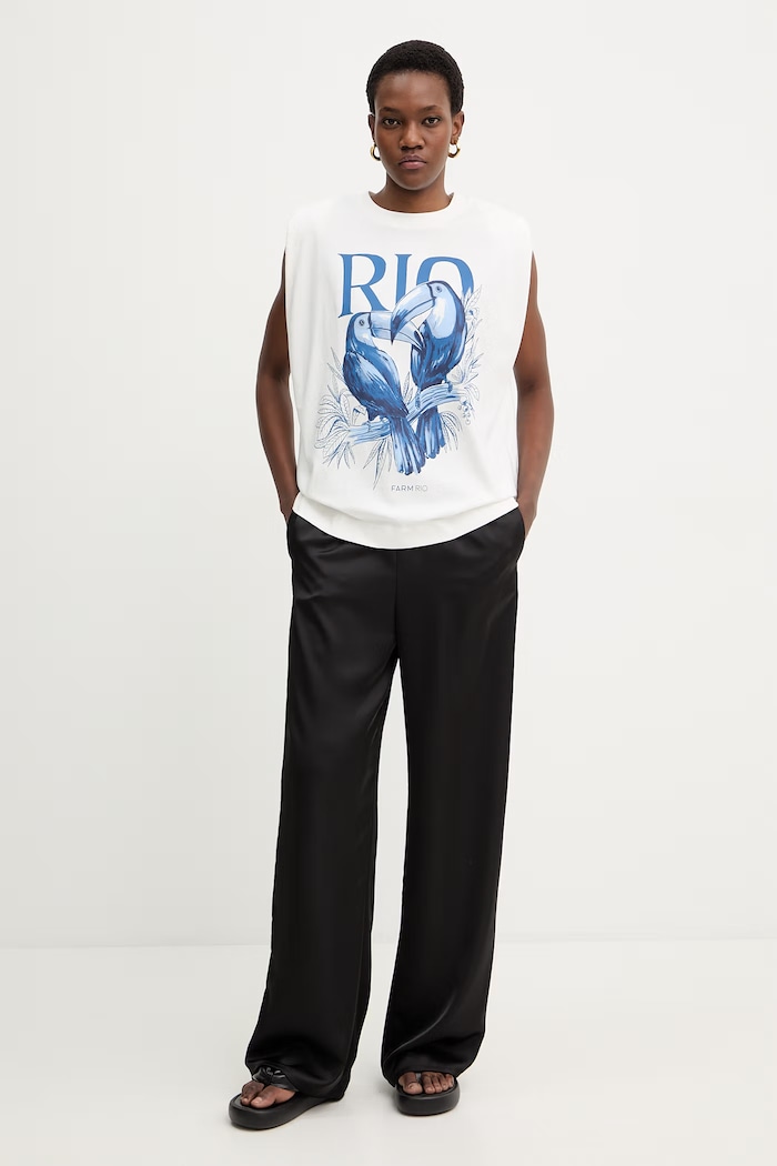 Farm Rio top din bumbac 349809 alb SS26